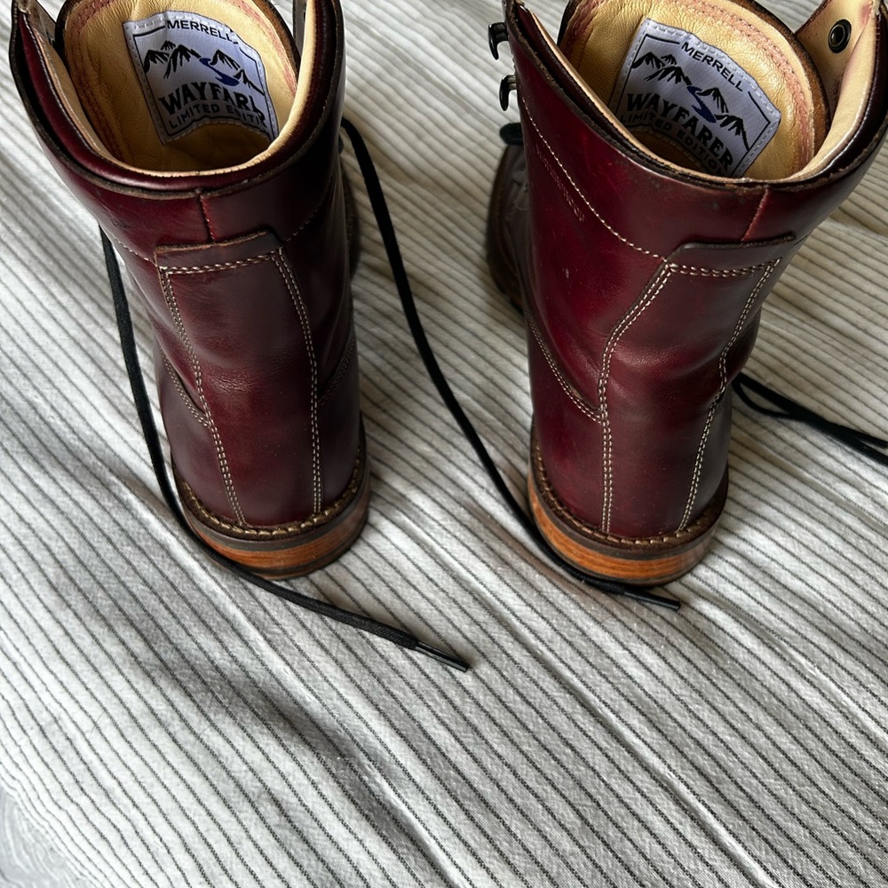Merrell Special Edition Wayfarer Lace Up Boots Burgundy Leather - Picture 5 of 8